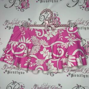 Skirt sparkly mini bathing suit material pink white shimmer sparkle tier ruffle